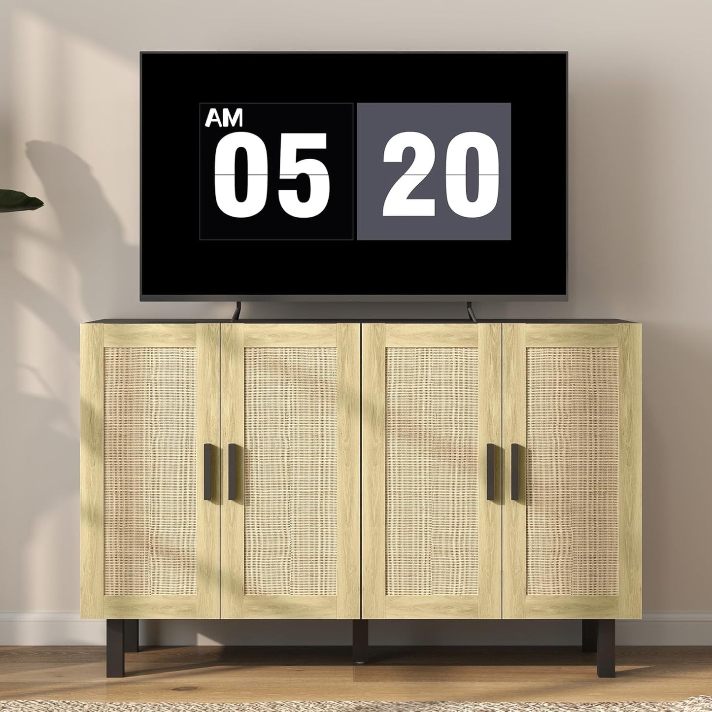 4 Door Rattan Wicker Buffet Cabinet