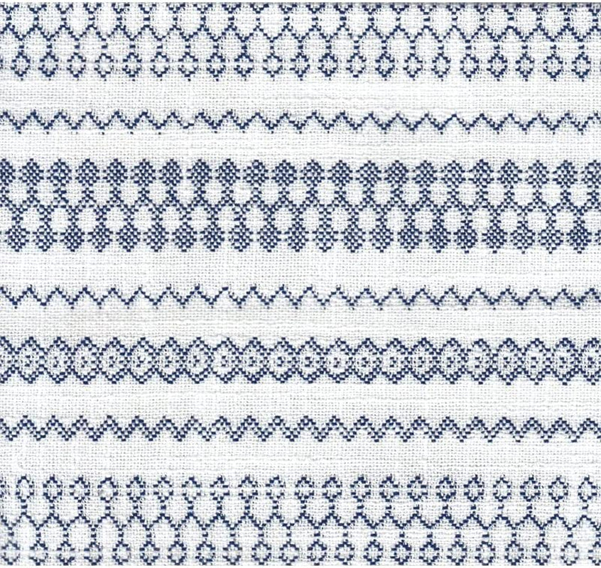 Farmhouse Blue Stripe Ottoman with Storage