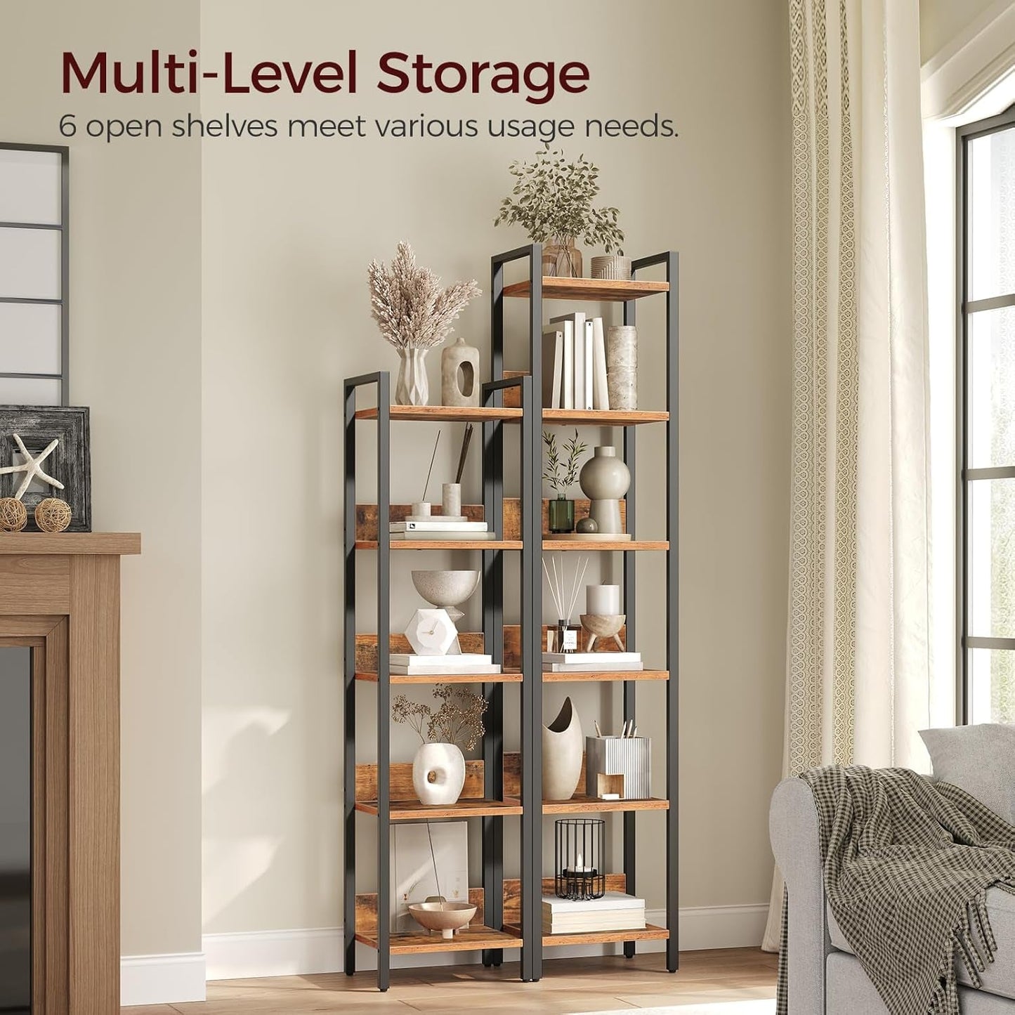 Sleek 6-Tier Bookcase