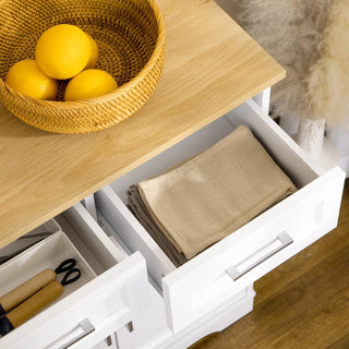 Butcher Block Sideboard Buffet with 3 Storage Drawers