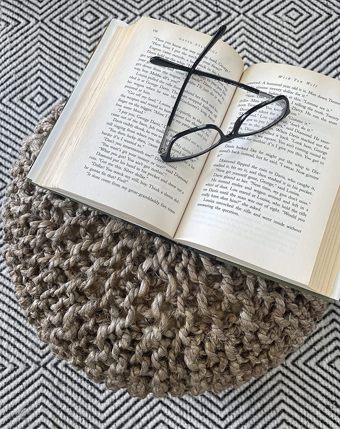 Natural Jute Braided Pouf
