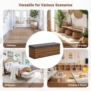 Tufted Chenille 49" Storage Bench with Adjustable Shelves