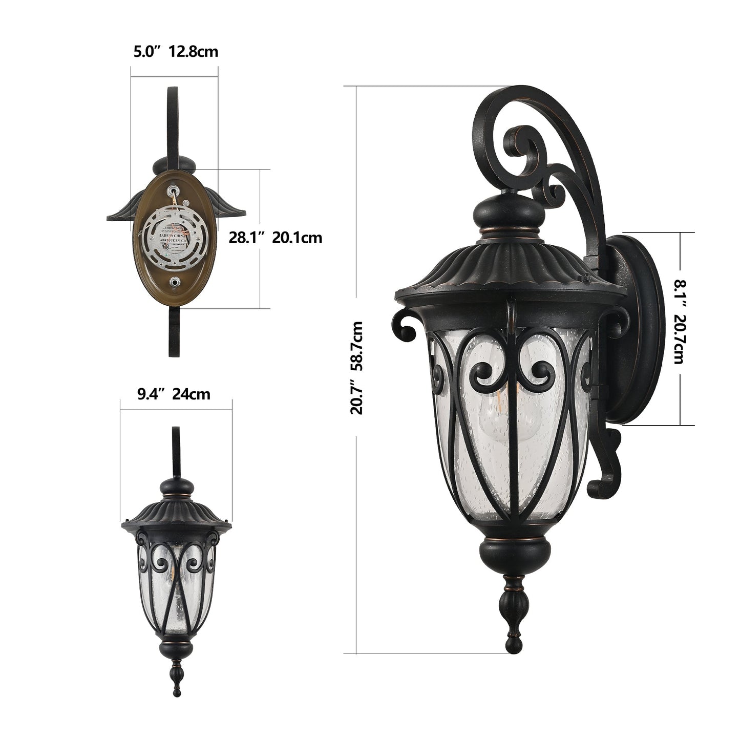 Classic Black Outdoor Wall Sconce