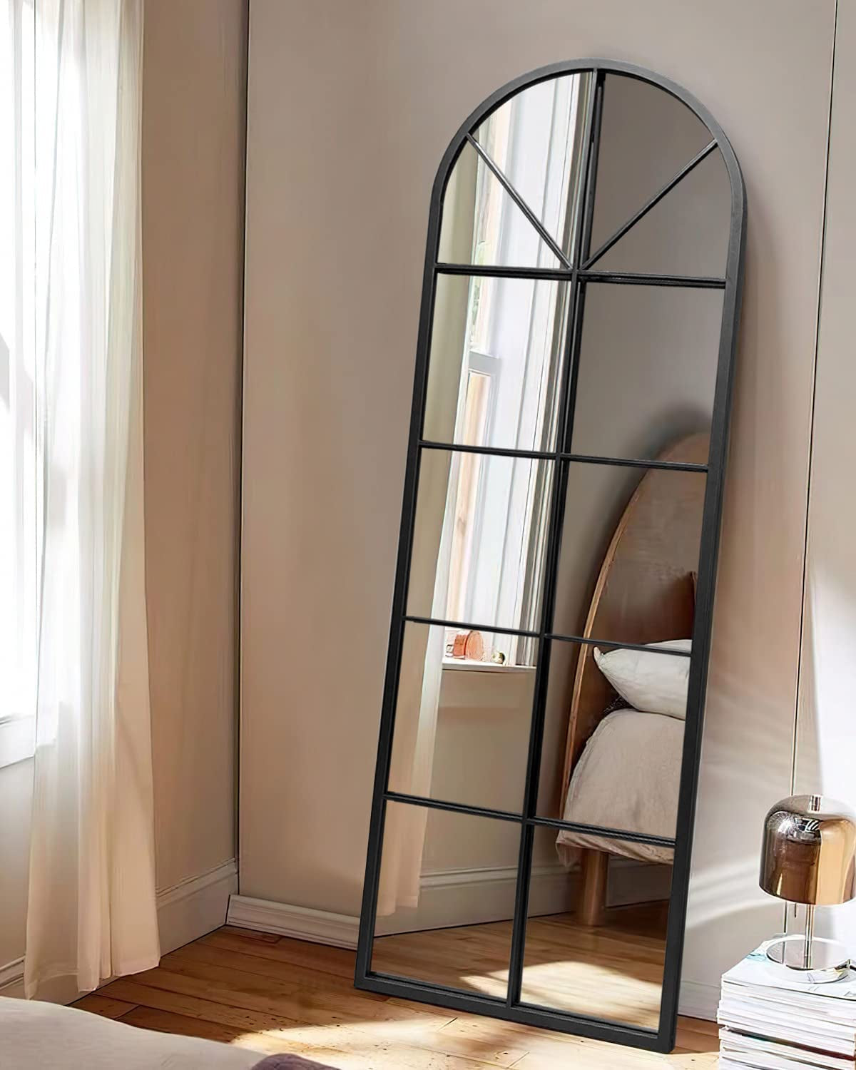 Large Arched Window Pane Mirror